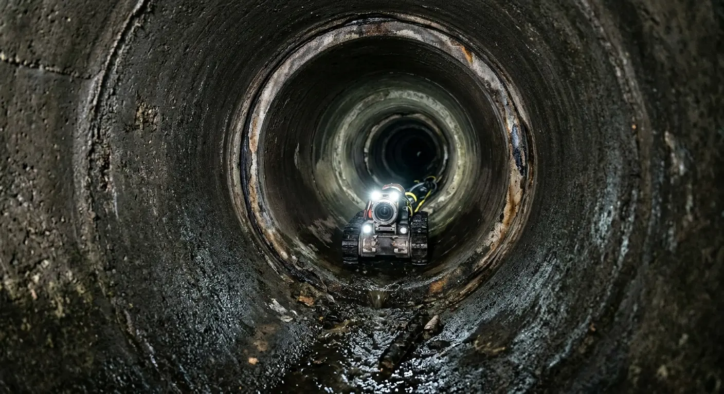 Robotic sewer camera inspecting pipe interior for Sewer Line Repair in Wappingers Falls